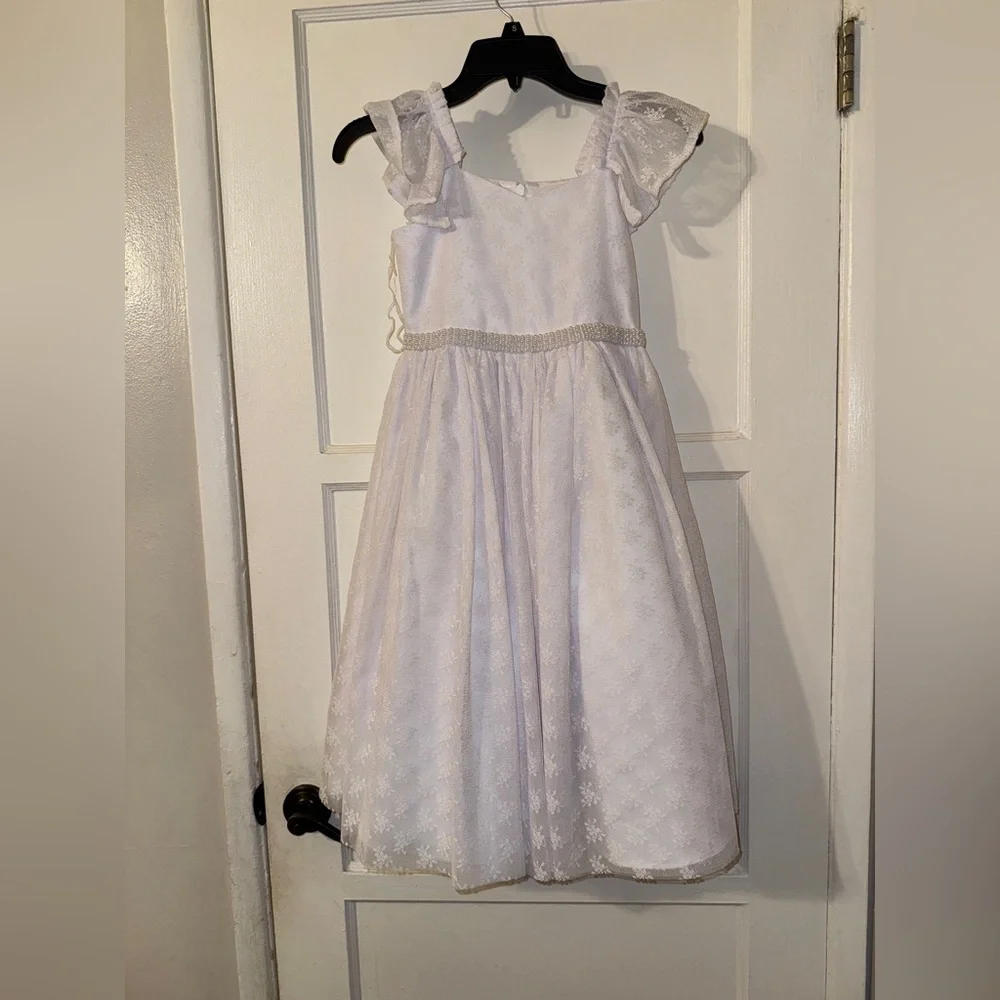 NEW Baptism Flower Girl First Communion Formal Girls White Dress Sz 7 $118